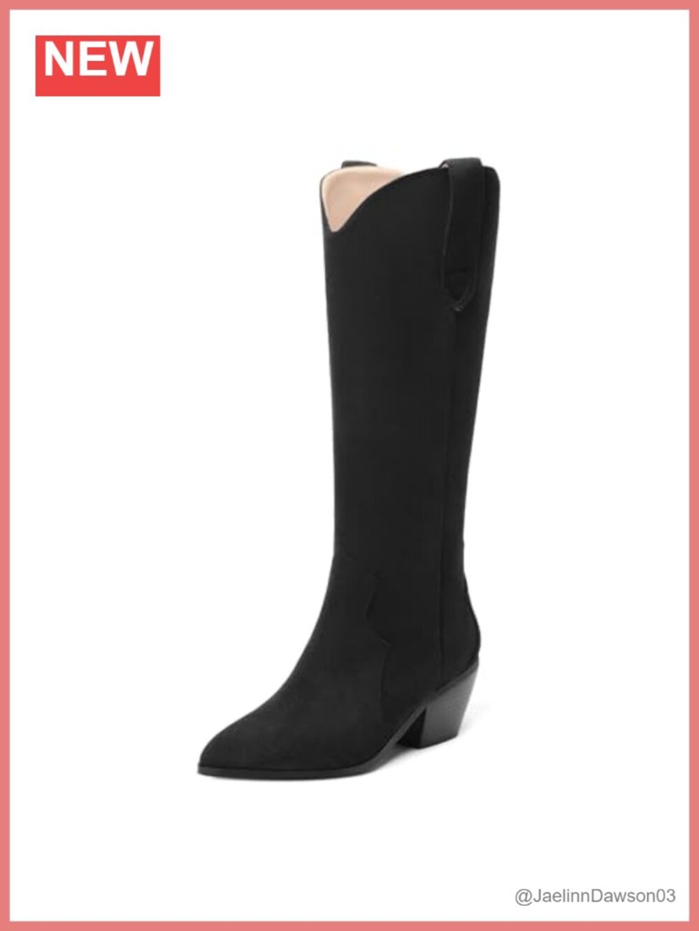 Chunky Heel Knee High Western Cowboy Boots Pointed Toe Pull On Tall Boots